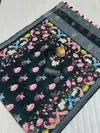 MG 397 Linen With Silver Jari Border Designer Printed Sarees Wholesale Market In Surat